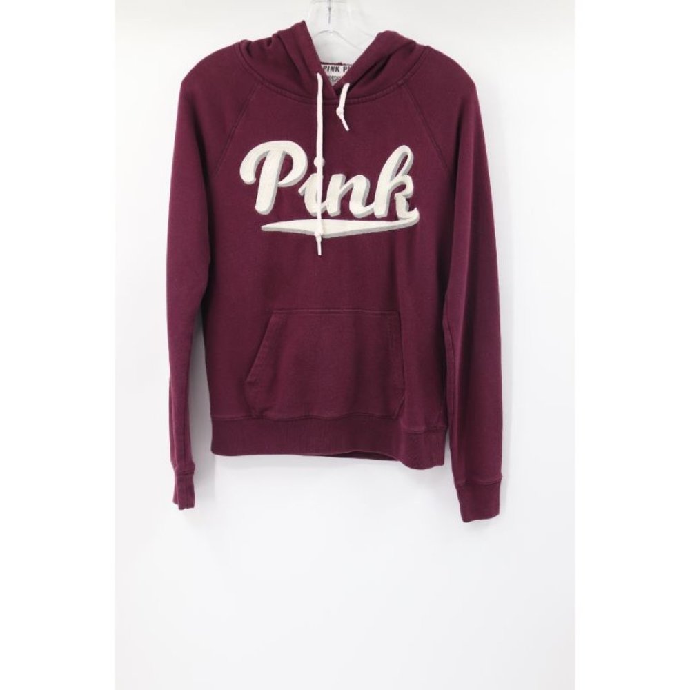 pink‎ victorias secret women's size S sleeve fleece pullover hoodie sweatshirt
